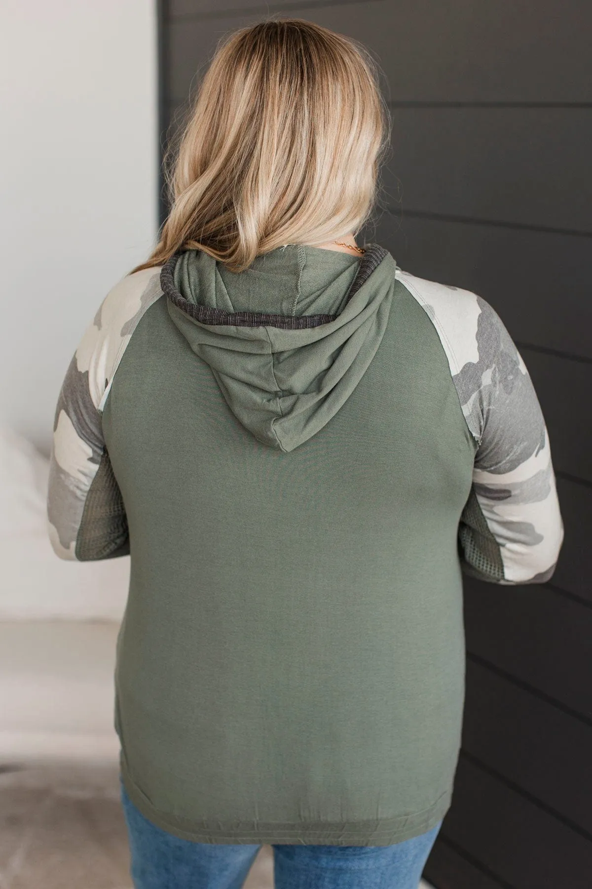 Unique Charm Lightweight Hoodie- Olive & Camo