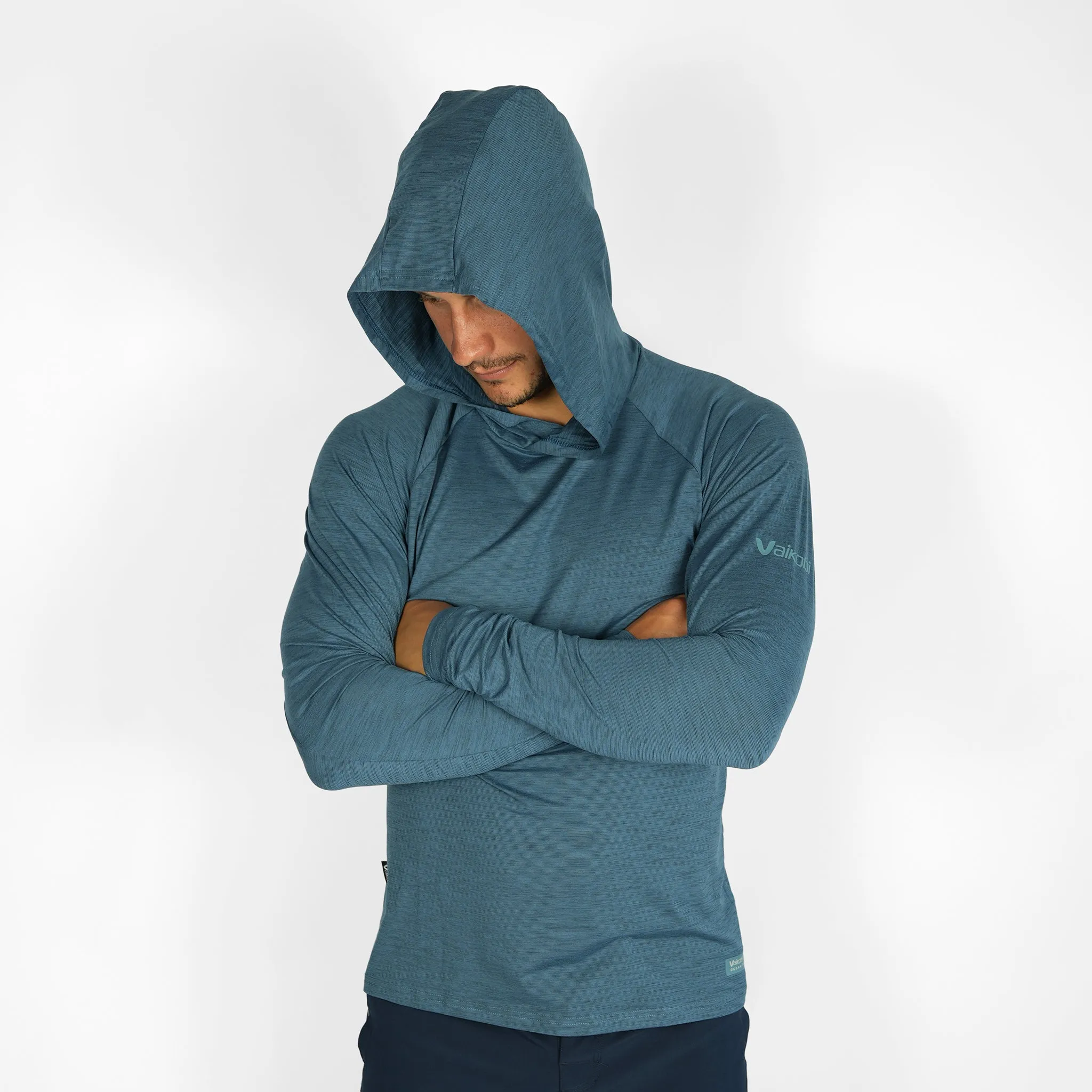 UV Ocean Tech L/S Hooded Top - Ocean Blue