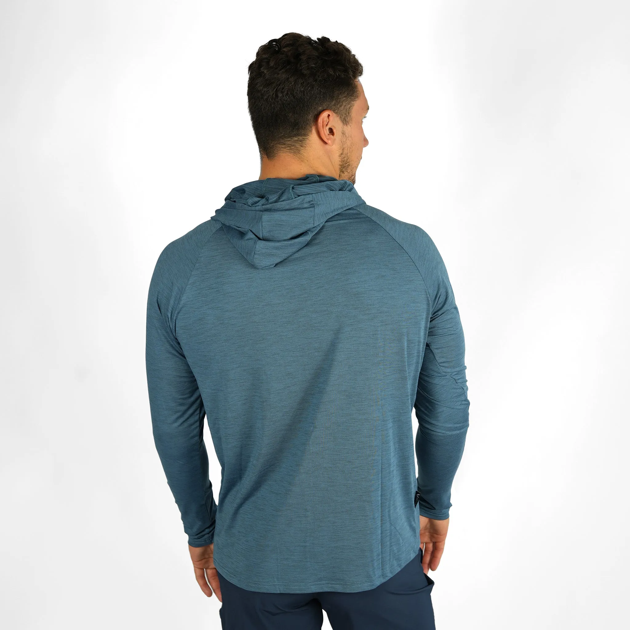 UV Ocean Tech L/S Hooded Top - Ocean Blue