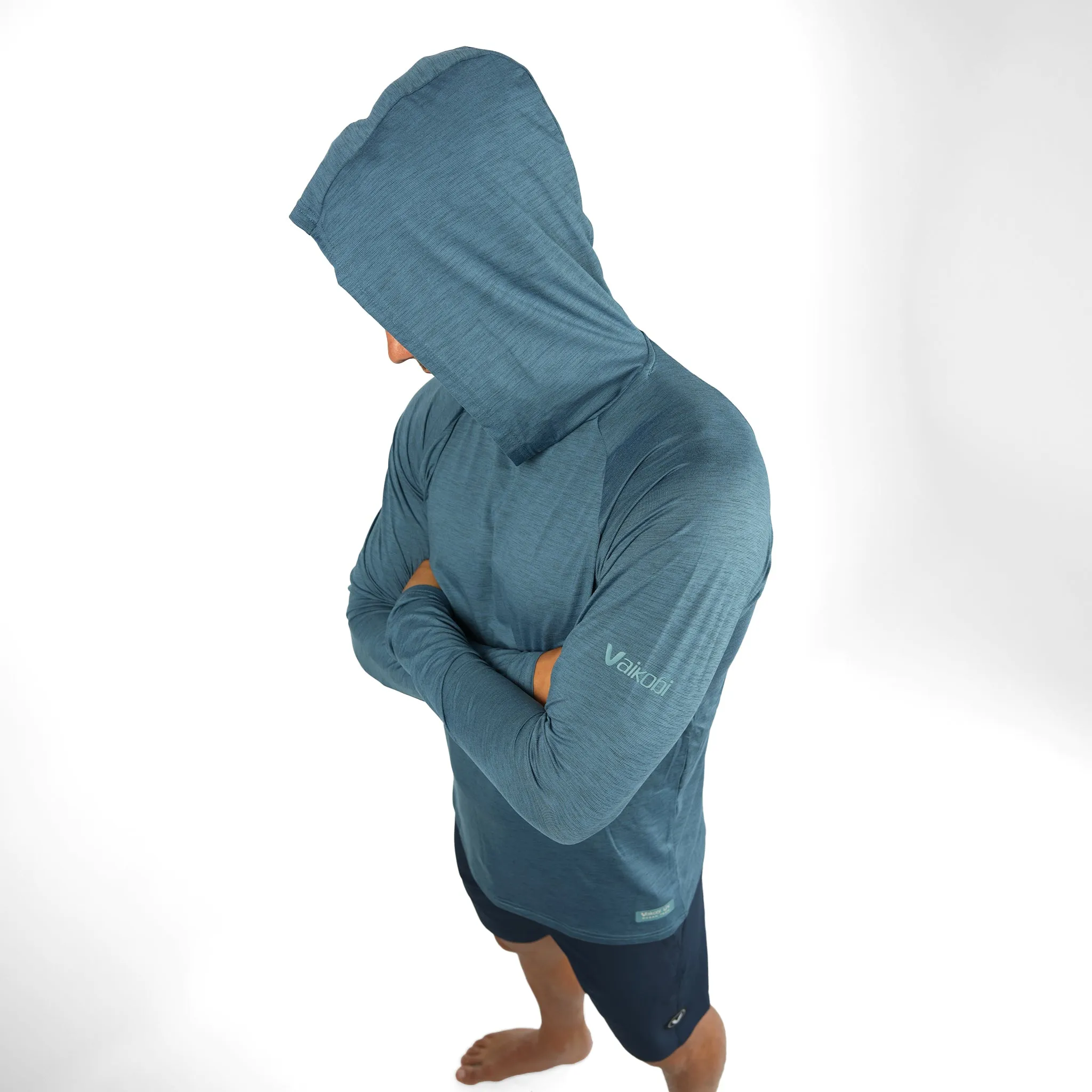 UV Ocean Tech L/S Hooded Top - Ocean Blue