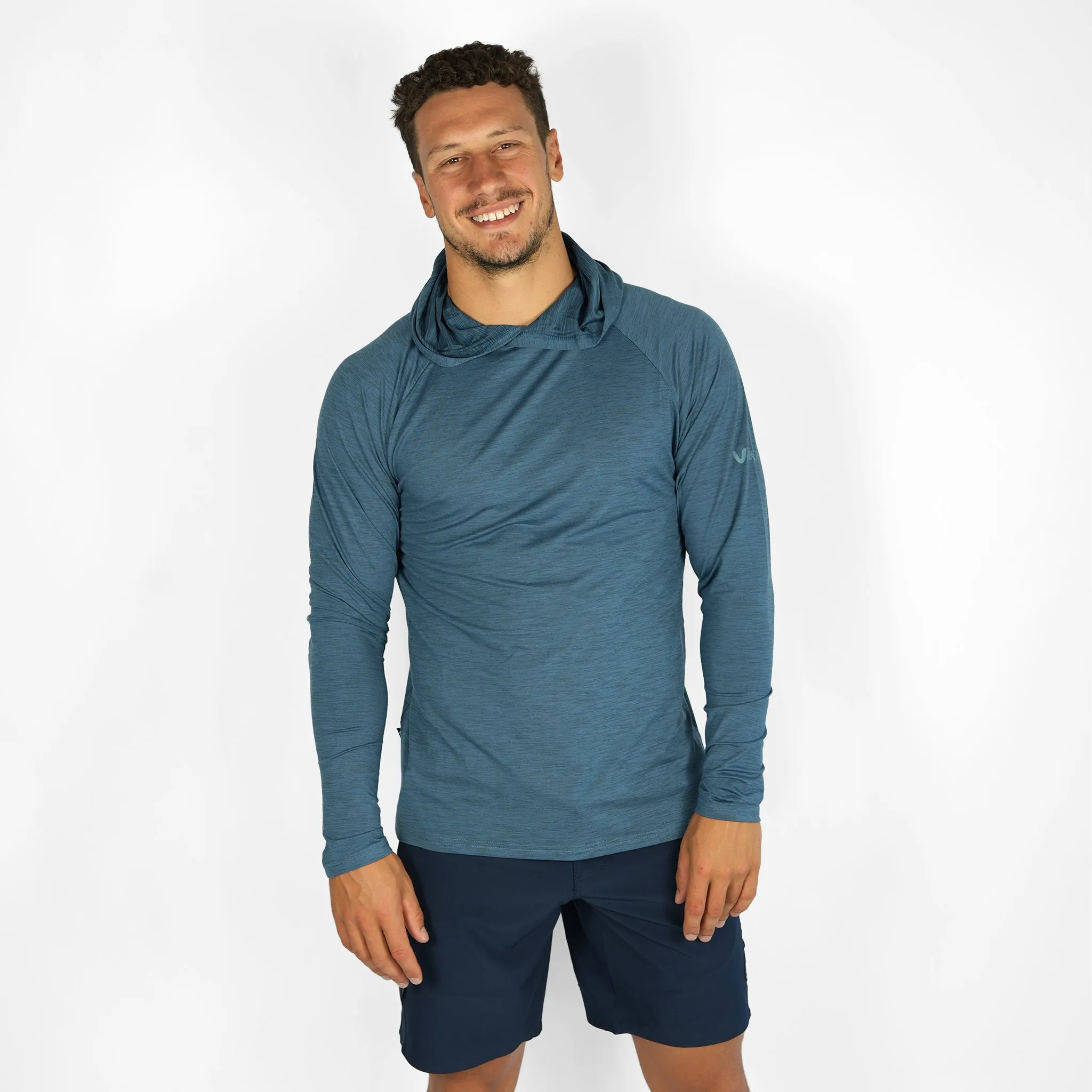 UV Ocean Tech L/S Hooded Top - Ocean Blue