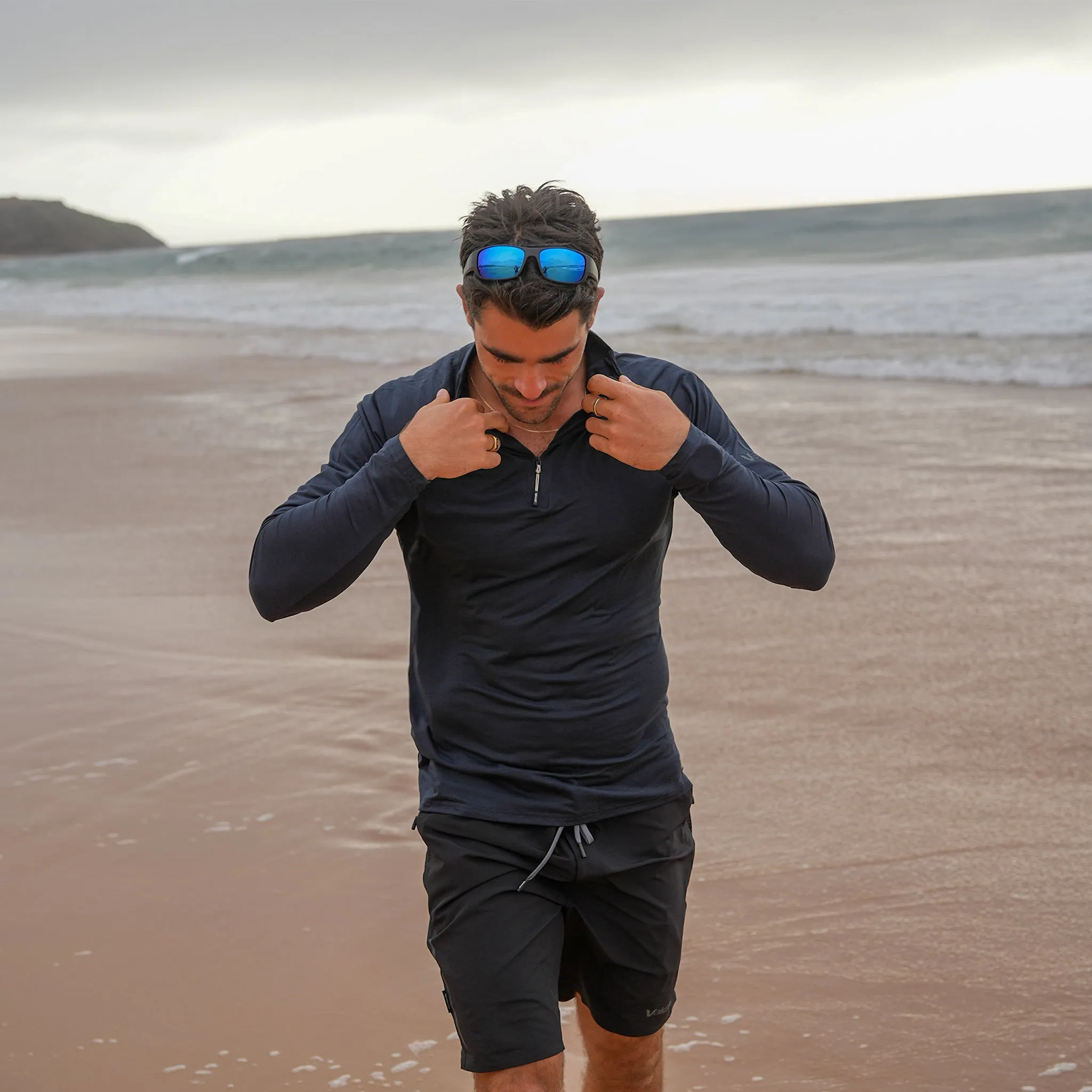 UV Ocean Tech L/S Zip Top - Charcoal