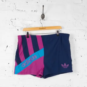 Vintage Adidas Patterned Running Shorts - Navy/Pink - M