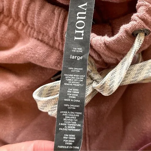 Vuori Sunnyside Pull On Cotton Drawstring Relaxed Mini Shorts Burnt Clay Large