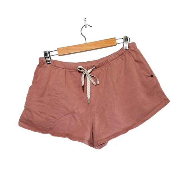 Vuori Sunnyside Pull On Cotton Drawstring Relaxed Mini Shorts Burnt Clay Large