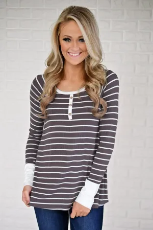 What About Us Striped & Lace Top